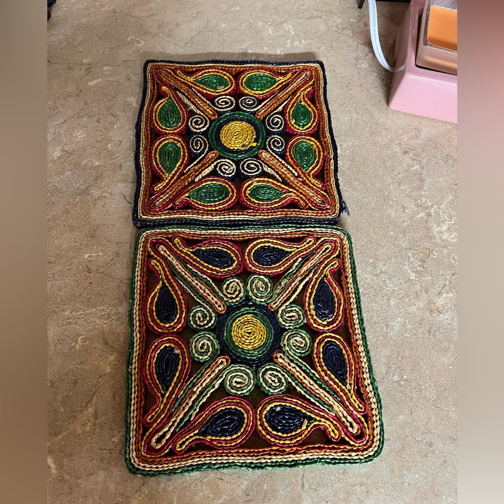 Colorful rattan straw trivets